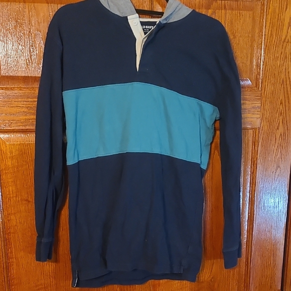 Old Navy Other - Old Navy Blue and Teal Color Block Hooded Shirt Boys Size 18